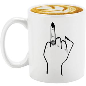 Veracco Ring Finger Engagement Coffee Mug Cool Just Married Cup Bridal Present Bride Mug Middle Finger Coffee Cup Bride Gifts Wedding Engaged Presents Bridal Shower Gifts (White)
