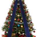 Christmas Tree Topper Bow 90x18 Inch Giant Large Velvet Bow with Long Streamers Huge Decorative Wrapping Gift Decor for Xmas Tree Front Door Patio Outdoor Wedding Arch(Navy Blue)
