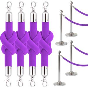 4 PS Station Set for Parties - Pink Rope Stations for Hotel Lobby VIP Ropes for Posts with Snap Hooks Twisted Ropes for Special Events and Stands Queue