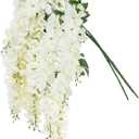 4pcs Artificial Wisteria Flowers 37in Fake Wisteria Rattan Hanging Garland Silk Flowers String for Wedding Party Wall Home Decor(White)