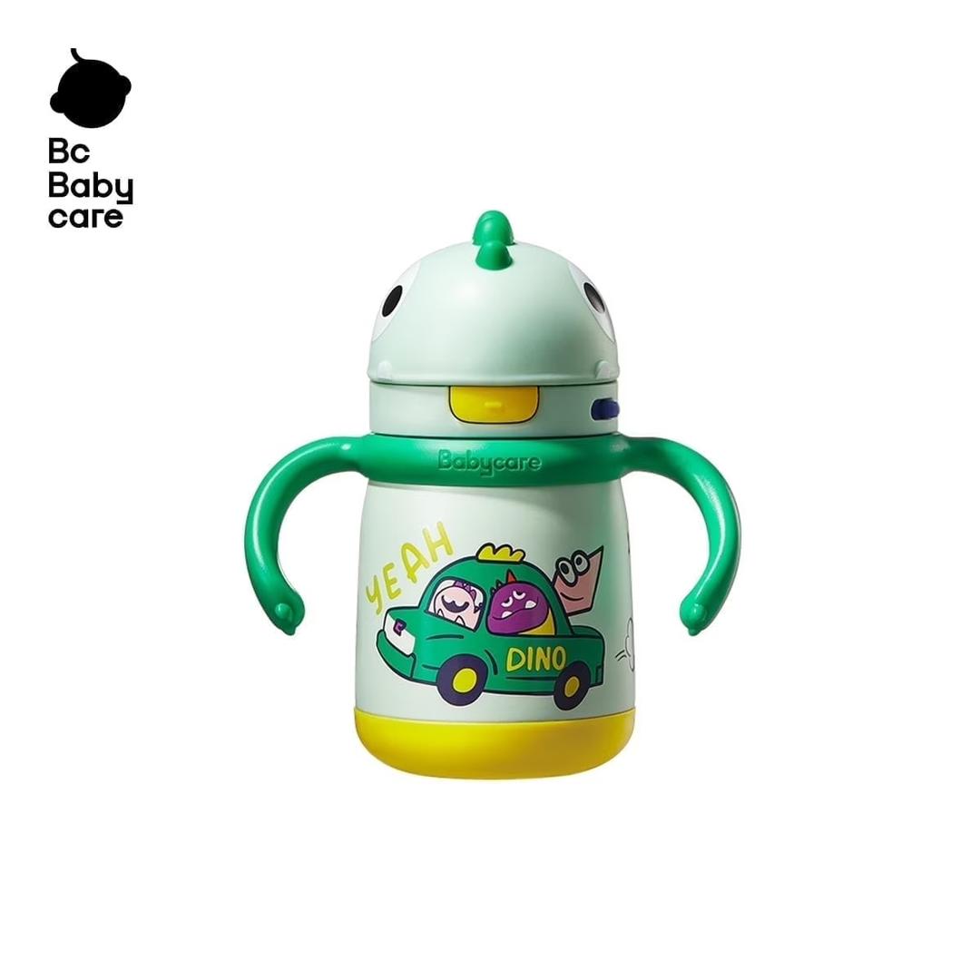 Bc Babycare Kids Water Bottle, 10oz Dinosaurs Stainless Steel Insulated Water Bottle for Toddler 3+, Green