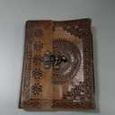 M&N Designs Vintage Leather Journal with Lock Closure, Hand-Made Paper, Traditional, Vegan, 7 x 5 Inches