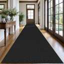 KOZYFLY 3x20 Long Runner Rug, Washable Non Slip Hallway Rug, Black/Grey | Long braided cotton carpet runner with rubber backing for hallways, kitchens, entryways and high-traffic indoor floors