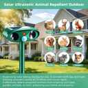 2 Pack Solar Ultrasonic Animal Repeller Outdoor - Sonic Fortress Pro Deer Repellent Weatherproof with Motion Sensor & USB Charging,Deter Cats,Squirrels,Racoons,Rabbits,Skunks Humanely for Yard Garden