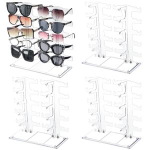 Kigley 4 Pack Eyeglasses Stand Sunglass Rack Organizer 8 Row 40 Pairs Display Stand Acrylic Eyewear Storage Transparent Eyeglass Holder