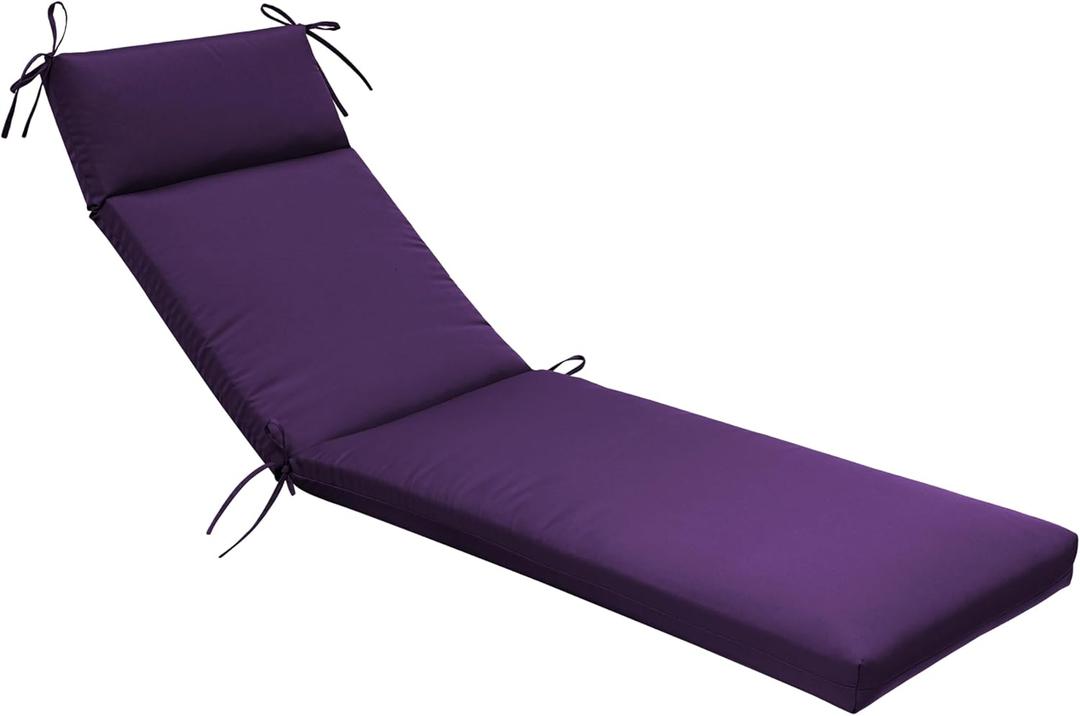 QILLOWAY Outdoor Chaise Lounge Cushion,All Weather High-Density Foam Recliner Chairs Replacement CushionsPurple.