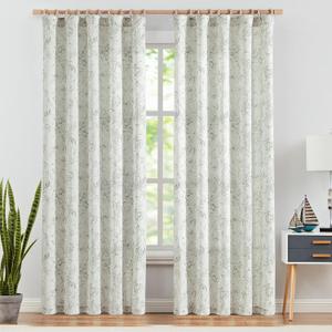 jinchan Floral Curtains 84 Inches Long Charcoal Grey Flower Linen Farmhouse Curtain for Living Room French Country Vintage Curtain Rod Pocket Curtains Set 2 Panels Gray Floral Printed