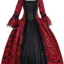 1791's Lady Women's Victorian Rococo Dress Inspiration Maiden Costume (XX-Large, Red)
