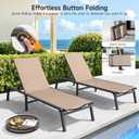 ONBRILL Aluminum Chaise Lounge Chair Outdoor, Foldable & Assembly Free Outdoor Lounge Chair with 5 Position Adjustable Backrest, Patio Pool Lounge Chairs for Outside Poolside Beach Lawn, 1PC, Khaki