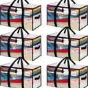 BAGAIL Heavy Duty Moving Bags with Strong Handle, Extra Large Moving Boxes, Storage Tote for Clothes, College Moving Supplies(Clear, 6 Pack) (80L-6pack-Standard)