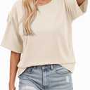 Dokotoo Women's Casual Summer Tops Crew Neck Short Sleeve Drawstring T Shirts Basic Tee Tunic Blouses (Yellow, M)