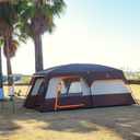 KTT Extra Large Tent 14 Person, Family Cabin Tents, 2 Rooms, Straight Wall, 3 Doors 3 Windows with Mesh, Waterproof, Straight Wall, Big Tent for Outdoor, Picnic, Camping, Gathering(Brown)