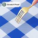 misaya Round Fitted Tablecloth with Elastic Edge, Buffalo Plaid Waterproof Vinyl Flannel Backed Table Cloth Cover Fits 45"-56" Round Tables for Dinner, Outdoor, Picnic, Blue White Check