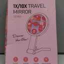 LitBear Travel Makeup Mirror with Lights, Rechargeable Double-Sided 10X/1X Magnifying Mirror, Portable Lighted Beauty Mirror, 3 Color Lighting, Dimmable Touch Screen, Tabletop Handhold Hanging (White) (Rose Gold)