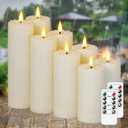 8pcs Waterproof Plastic Flameless 2.2" x4" 4" 5" 5" 6" 6" 7" 7" Flickering Ivory Candles with Remote and Timer, Outdoor LED Battery Operated Warm Light Long Lasting 600 Hrs