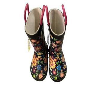 Western Chief Kids Floral Swirl Rain Boot, Black, 13