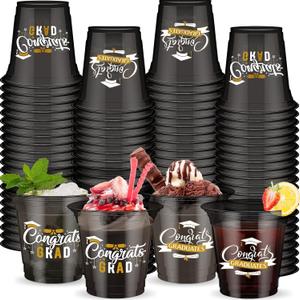 Tioncy 80 Pcs Graduation Cups Class of 2025 Party Plastic Cups 12 oz Graduation Party Decorations Grad Disposable Tableware Drinkware for Hot Cold Drinks Beverage Ice Cream School Supplies