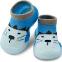 Baby Shoes Boys Girls First Walking Shoes Non Slip Soft Sole Sneakers Toddler Infant Babygirl Sock Shoes (Blue)