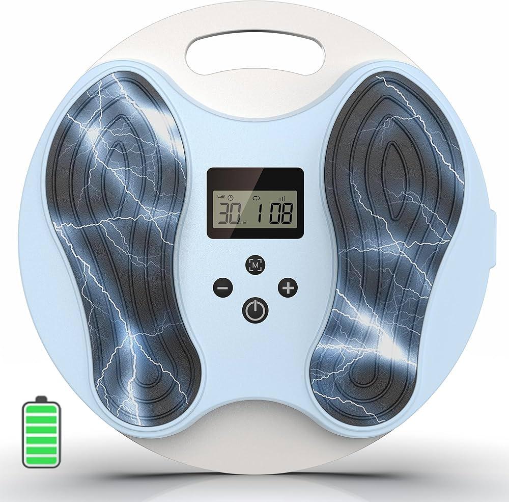 Rechargeable EMS Foot Massager for Neuropathy, Electronic Foot Circulation Stimulator for Plantar Fasciitis and Pain Relief, TENS & EMS Feet Legs
