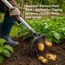 Hand Rake Long Handle - 74" Cultivator Weeding Rakes for Lifts Out Deep-Rooted Grass, 3-Tine Claw Rakes Heavy Duty Carbon Steel with D Grip for Digging Potato,Carrots,Loosens Soil