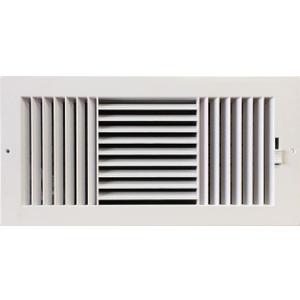 Three-Way Plastic Side Wall/ceiling Register in White 14"w X 6"h for Duct Opening (Outside Dimension is 15.75"w X 8"h)