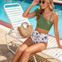 Girls Swimsuit, 2 Piece Bikini Set Ruffle Bathing Suit with Adjustable Strap Girls' Swimwear 14Y (Green)