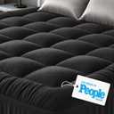 Niagara Sleep Solution Ultra Soft Full Size Mattress Topper - Rayon Derived from Bamboo Pillow Top Mattress Pad for Back Pain Relief - Naturally Cooling for Hot Sleepers, Black