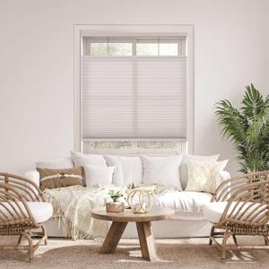 DEZ FURNISHINGS Cordless 1.5" Light Filtering Top Down Bottom Up Cellular Shade, 18" W x 48" H, Gray Cloud