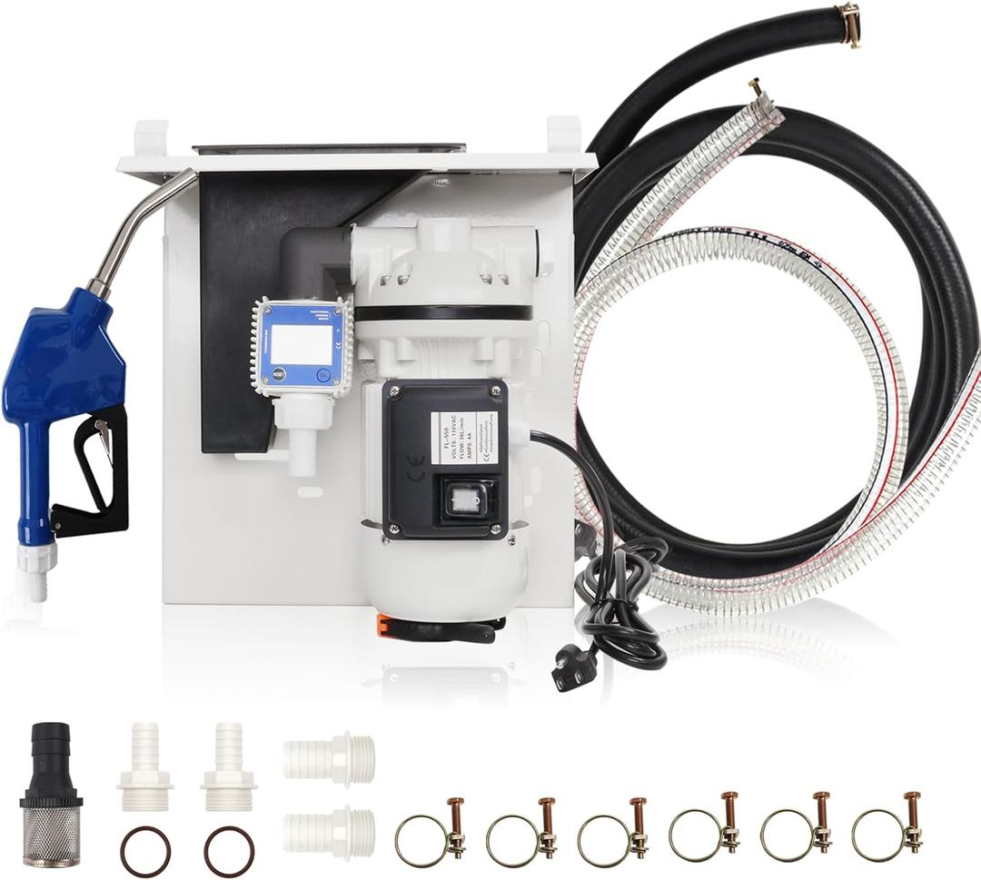 DEF Pump 110 Volt,Diesel Exhaust Fluid DEF Pump,Pump Kit for DEF, DEF Pump with Totes, Drums, And Wall Mounts, Includes DEF Pump,Coupler,Flow Meter,SS Auto Nozzle,20' Hose