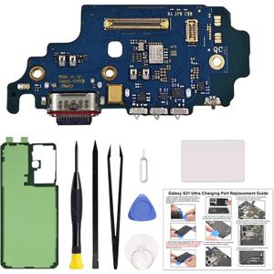 for Galaxy S21 Ultra 5G Charging Port Replacement US Version, Dock Charging Board Compatible with Samsung S21 Ultra 5G SM-G998U/U1, Includes Instruction & Toolkit
