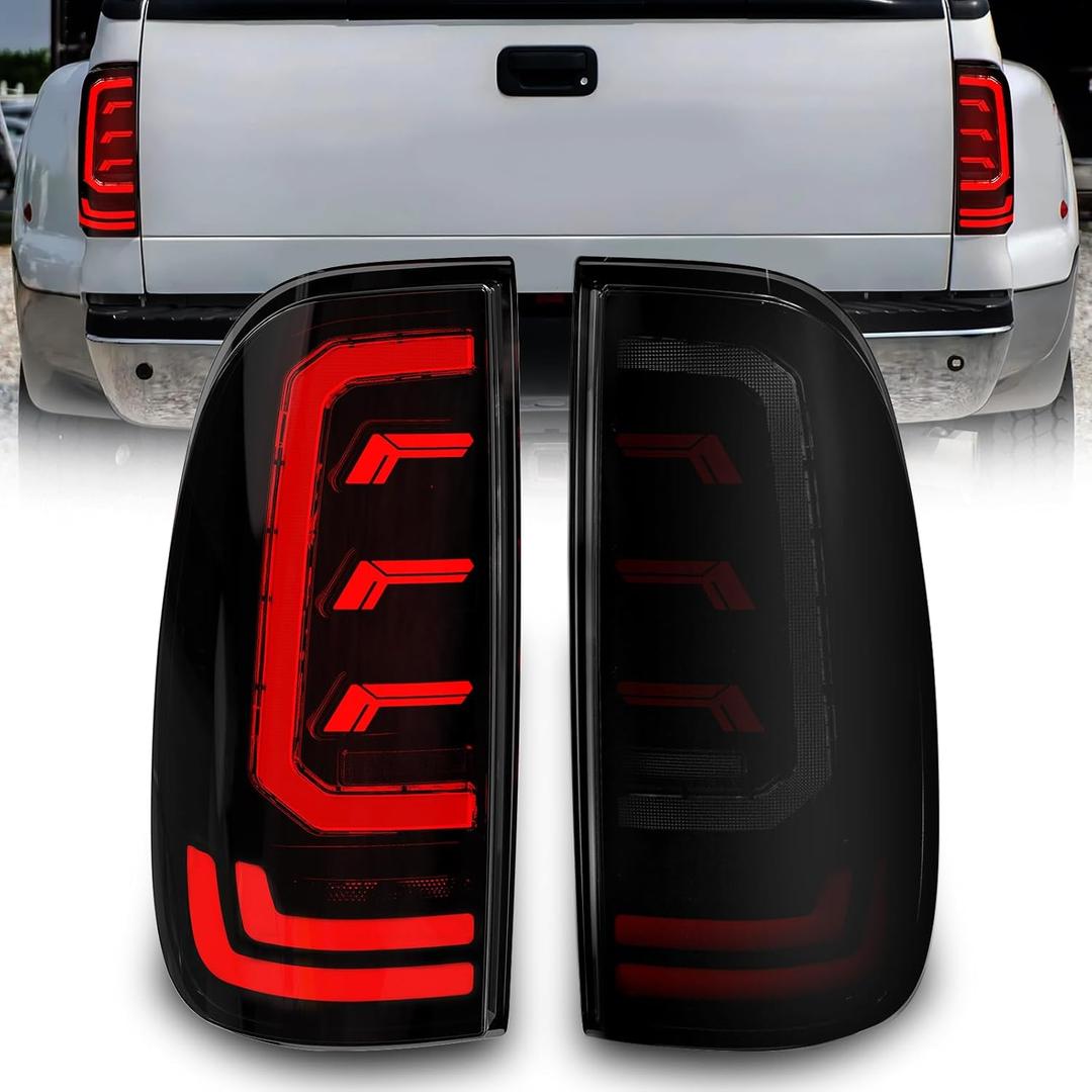 Sequential Full LED Tail Lights for 2008-2016 Ford F250/ F350 / F450 Super Duty Rear Lights with Start-Up Animation, Dynamic Turn Signals, Brake Light,Reverse Light -Smoked