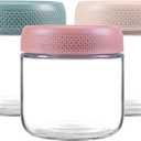 NETANY 3-pack 10oz Glass jars with Airtight Lids, Overnight Oats Containers with Lids, Wide mouth Mason Salad jars, Glass Food Storage Containers for Snacks Yogurt Spice Sugar (Multicolor-10oz)