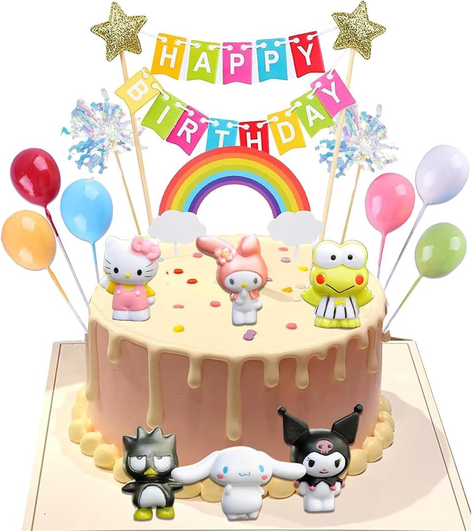 16Pcs Cute Anime Cake Topper Set, Anime Theme Party Decoration Supplies, Gift for Anime Friends