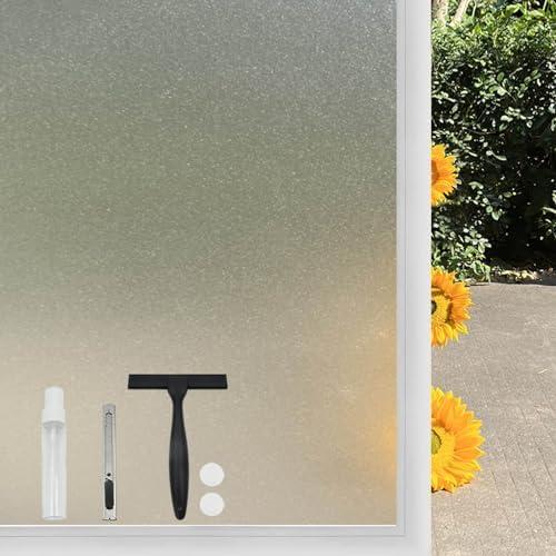 COUNTEWOL Window Privacy Film Frosted Glass Window Film Heat Blocking Window Tinting Film for Home Non Adhesive Static Cling Removable Frosting Bathroom Door Window (Pure, 17.5" x 78.7")
