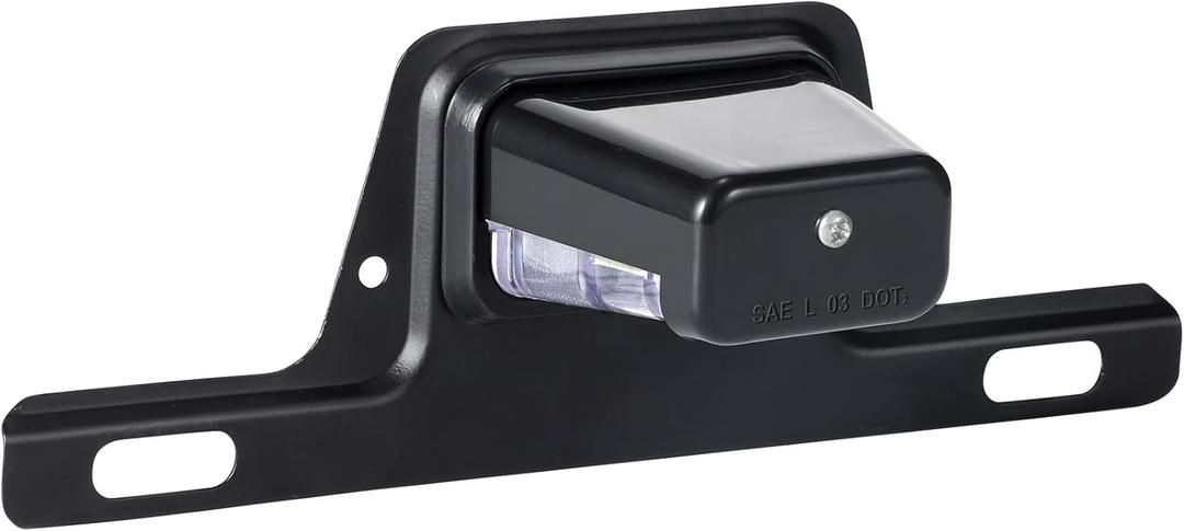 Partsam LED License Plate Light Waterproof 12V DC License Tag Light with Holder Drainage Hole Steel Bracket Mount ABS Housing PC Lens for Trailer Truck Pickup UTV ATV RV Boat 12V DOT Compliant (Black)