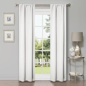Superior Blackout Curtains, Room Darkening, Bedroom, Drapes, Kitchen, Living Room Window Accents, Sun Blocking, Thermal, 2 Pack, Rod Pocket, Solid Blackout Curtains, Set of 2, 26" x 84", Snow White