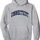 Graphic Apparel Co. CONNECTICUT - Throwback Design - Classic Pullover Hoodie, Small, Grey