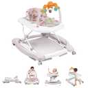 Baby Walker, 5 in 1 Baby Walkers for Boys Girls 6-12 Months, Foldable Walkers for Babies with Bouncer & Feeding Tray, Music, Adjustable Heights, Activity Walker for Infant