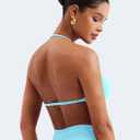 VOYJOY Impact Strappy Bra Sports Bras for Women Basic Crop Workout Sexy Tank Gym Yoga Bra (Blue, L)