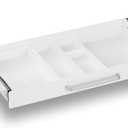 Under Desk Drawer White 21" with 4 Divider Trays, Under Shelf Pencil Drawer Pull-out, Standing Desk Metal Storage Attachment Slide Out for Workbench