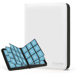 Trading Card Binder, 9 Side Loading Pocket Card Album Hold Up to 540 Cards, Zipper Binder for Cards Collection, TCG Card Holder for Game Card, Sports Card, Yugioh, MTG etc. (White)