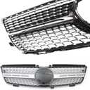 Diamond Bumper Grille Compatible with 2005 2006 2007 2008 Mercedes Benz W164 ML-Class ML320 ML350 ML500 ML550 ML63 AMG Upper Mesh Bumper Grille chrome