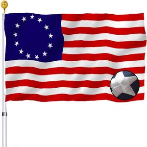 Embroidered Betsy Ross American US Flag 3x5 Outdoor- 13 Stars Colonies Primitive USA Stitched Flags Embroidered Stars Sewn Stripes Heavy Duty Banner