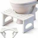 JACNITAD Foldable Toilet Stool, 7 Inch Poop Stool for Bathroom, Bamboo Toilet Stool Squat Adult, Collapsible Squatting Potty Stool with Non-Slip Strip - Improve Squatting Posture and Comfort, White