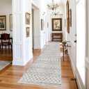 Washable Runner Rugs 3x16 - Long Hallway Runner Rug Low Pile Rug with Rubber Backing Floor Mat Non Slip Moroccan Indoor Carpet for Kitchen Bedroom Entryway 3x16 Geo Grey