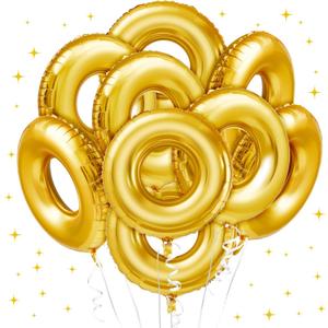 12 Pack 28" Gold Ring Birthday Party Balloon Cartoon Characters Themed Party Decor Foil Large Balloons for Cartoon Carnival Theme Birthday Decorations