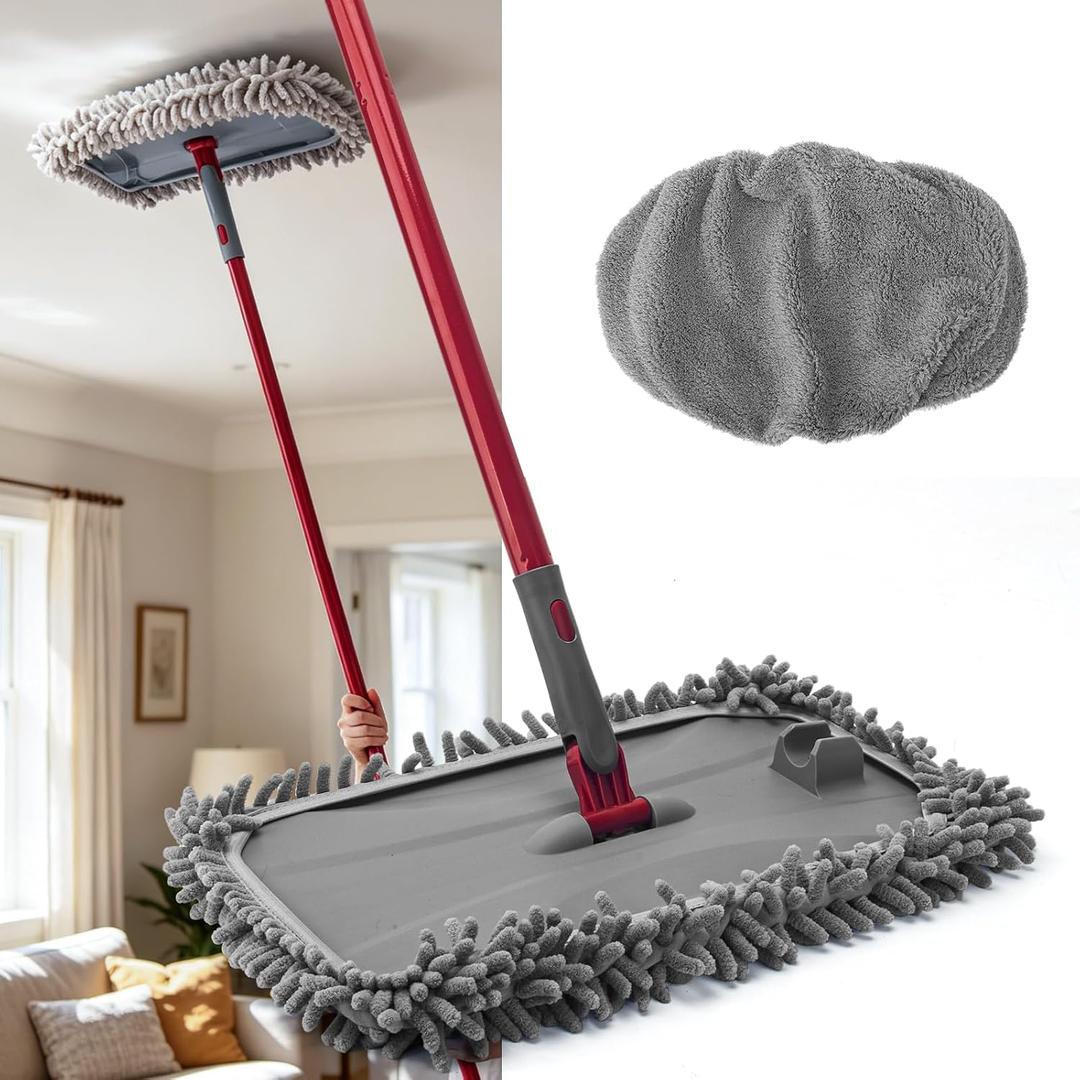 KeFanta Extra Large Microfiber Flat Mop for Floor Cleaning,16 Wide Dust Mop with 2 Reusable Pads,55" Long Handle Wet & Dry Sweeper Kit for Hardwood,Tile,Laminate,Vinyl Floor