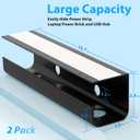 ZhiYo 2 Pack Large Capacity Cable Management Tray 31.5in (2xL15.7in), Thick PVC Under Desk Cable Tray Kit with 4 Cable Clips & 5 Ties, Standing Cord Management Desk Organizer for Office or Home, Black