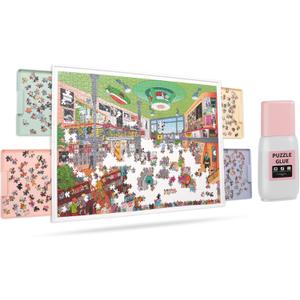 2-in-1 Rotating Puzzle Board and Puzzle Glue with Built-in Brush