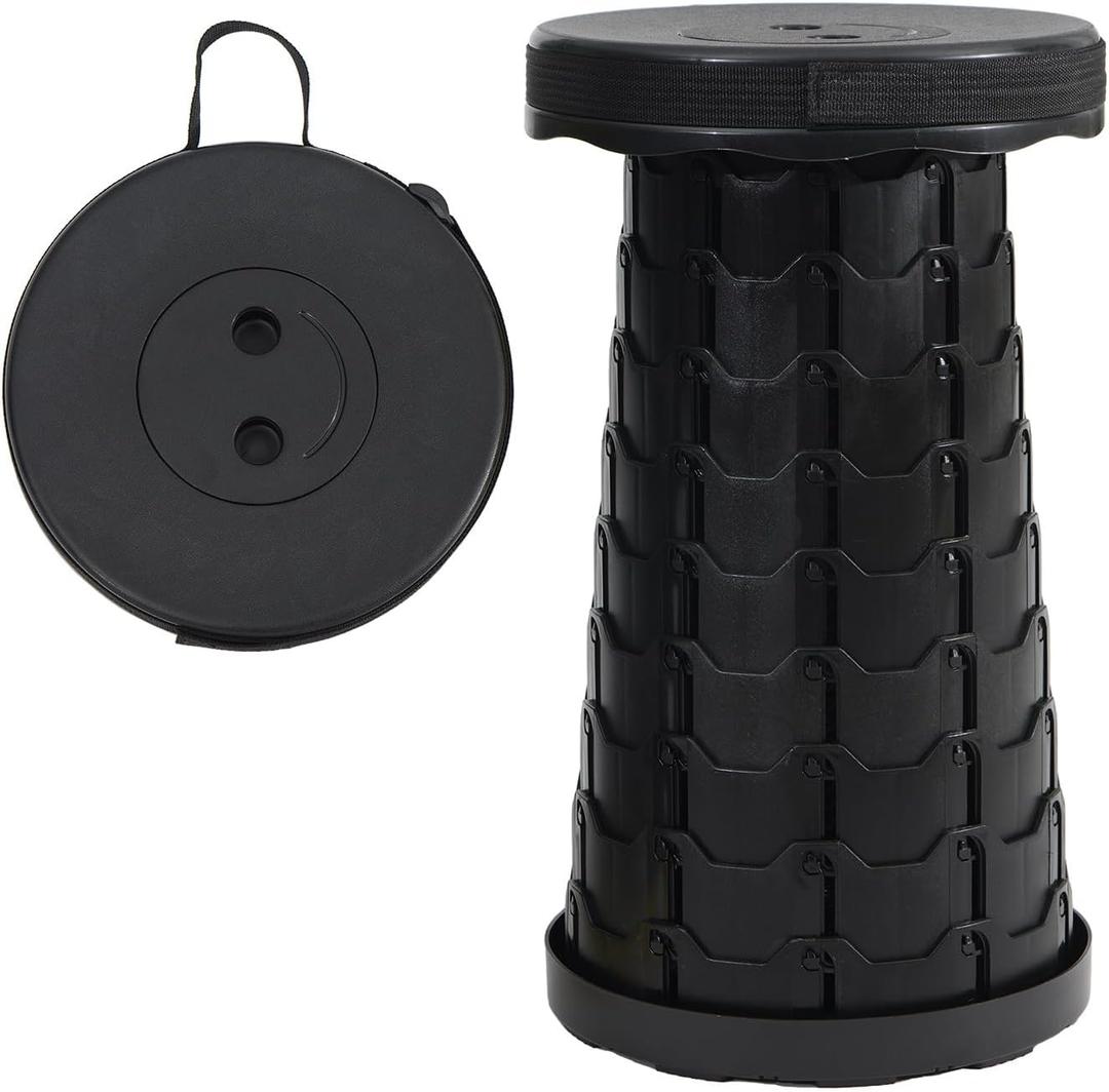 Wind Tour Portable Telescoping Foldable Stool  Lightweight, Outdoor Essential for Camping, Picnicking, Park Leisure, Fishing, Hiking & BBQ (Black)